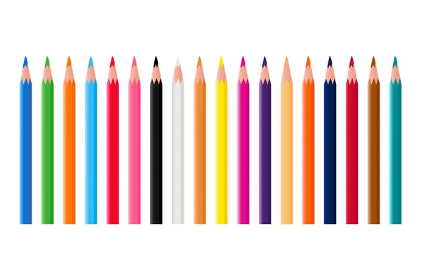 Collection Crayons Colorés Ensemble Dix Huit Crayons Colorés — Image vectorielle