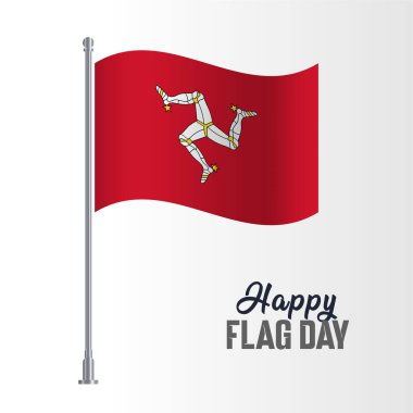 Isle of Man Wavy Flag Pole Happy Flag Day