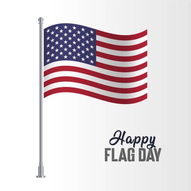 USA Flag Pole Vector Illustration Wavy Flag Pole Happy Flag Day