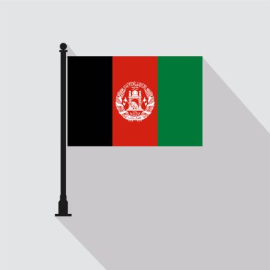 Flat Afghanistan Rectangle Flag Pole in Official Colors