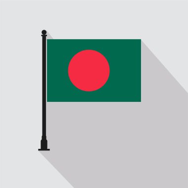 Flat Bangladesh Rectangle Flag Pole in Official Colors