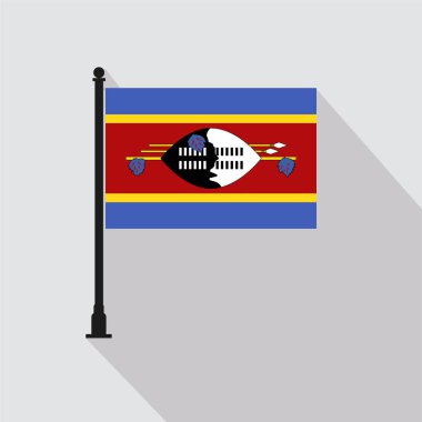 Flat Eswatini Rectangle Flag Pole in Official Colors
