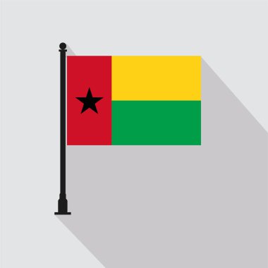 Flat Guinea Bissau Rectangle Flag Pole in Official Colors