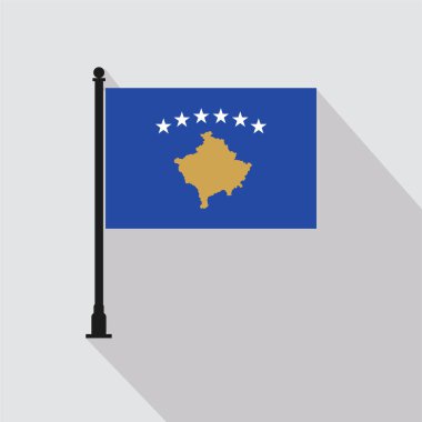 Flat Kosovo Rectangle Flag Pole in Official Colors