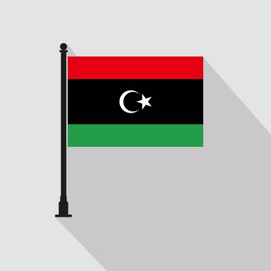 Flat Libya Rectangle Flag Pole in Official Colors