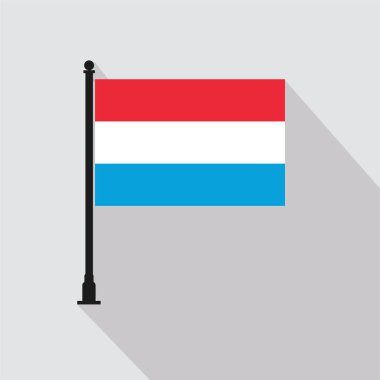 Flat Luxembourg Rectangle Flag Pole in Official Colors
