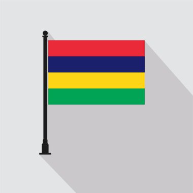 Flat Mauritius Rectangle Flag Pole in Official Colors