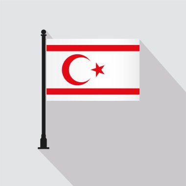 Flat Northern Cyprus Rectangle Flag Pole in Official Colors