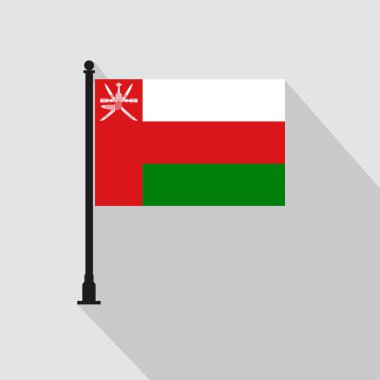 Flat Oman Rectangle Flag Pole in Official Colors