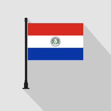 Flat Paraguay Rectangle Flag Pole in Official Colors