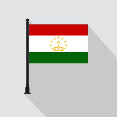 Flat Tajikistan Rectangle Flag Pole in Official Colors