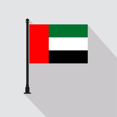 Flat United Arab Emirates Rectangle Flag Pole in Official Colors