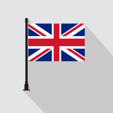 Flat United Kingdom Rectangle Flag Pole in Official Colors