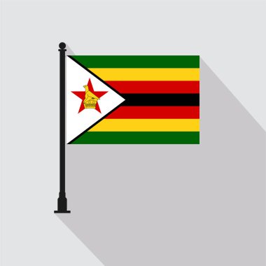 Flat Zimbabwe Rectangle Flag Pole in Official Colors