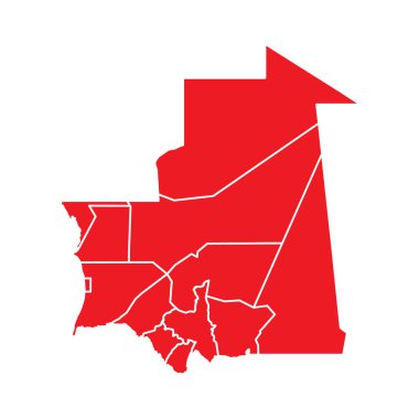 Şehirlerle Soyut Kırmızı Moritanya Haritası