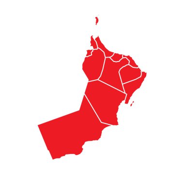 Şehirlerle Soyut Kırmızı Umman Haritası