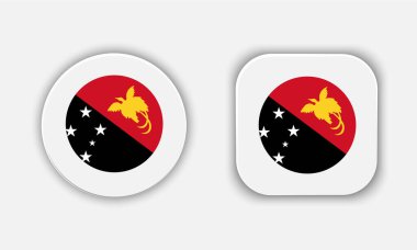 Papua Yeni Gine Ulusal Bayrak Düğmesi Simgesi Yuvarlandı