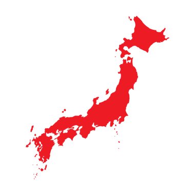 Soyut Kırmızı Japonya Basit Haritası