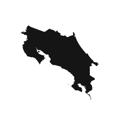 Siyah ve Beyaz Kosta Rika Basit Harita