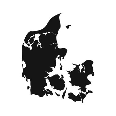 Siyah ve Beyaz Danimarka Basit Harita