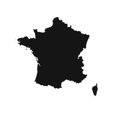 Siyah ve Beyaz Fransa Basit Harita