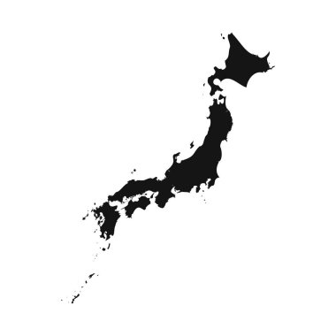 Siyah ve Beyaz Japonya Basit Harita