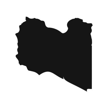Siyah ve Beyaz Libya Basit Haritası