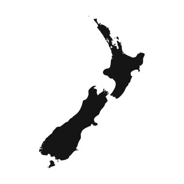 Siyah ve Beyaz Yeni Zelanda Basit Haritası