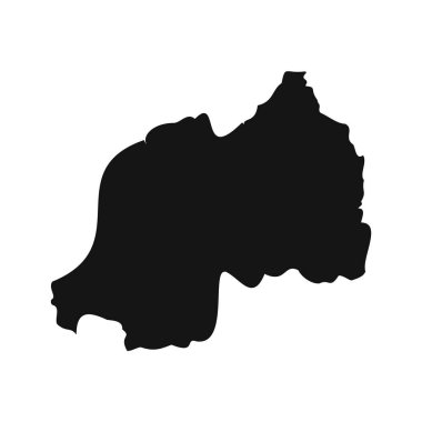Siyah ve Beyaz Ruanda Basit Harita