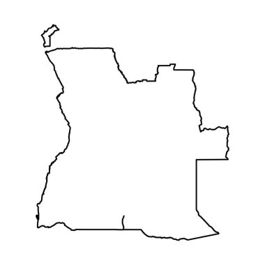 Angola Ülkesi Siyah Taslak Çizim Haritası