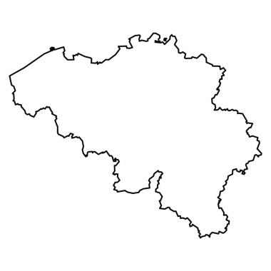 Belçika 'nın Siyah Taslak Çizim Haritası