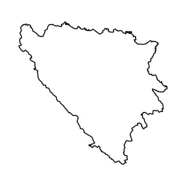 Bosna-Hersek Ülkesi Siyah Çizim Haritası