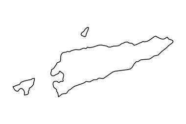 Doğu Timor Ülkesi Siyah Taslak Çizim Haritası