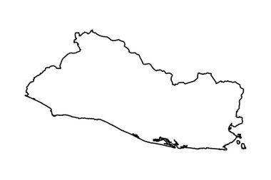 El Salvador Ülkesi Siyah Taslak Çizim Haritası