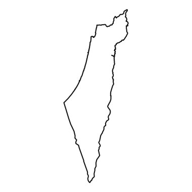 İsrail Ülkesi 'nin Siyah Taslak Haritası