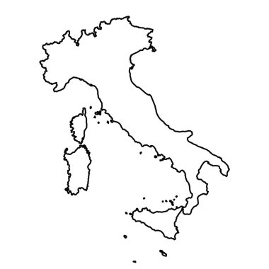 İtalya 'nın Siyah Taslak Çizim Haritası