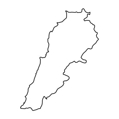 Lübnan Ülkesi Siyah Taslak Çizim Haritası