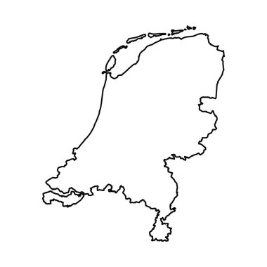 Hollanda 'nın Siyah Taslak Çizim Haritası