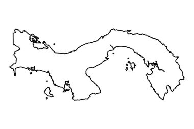 Panama Ülkesi Siyah Taslak Çizim Haritası