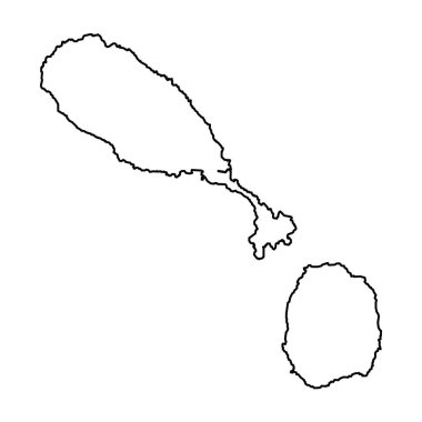Saint Kitts ve Nevis Ülkesi Siyah Taslak Çizim Haritası