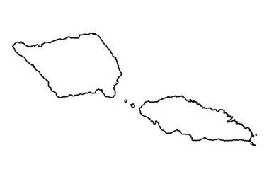 Samoa Ülkesi Siyah Taslak Çizim Haritası