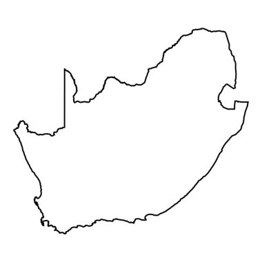 Güney Afrika Ülkesi Siyah Taslak Çizim Haritası