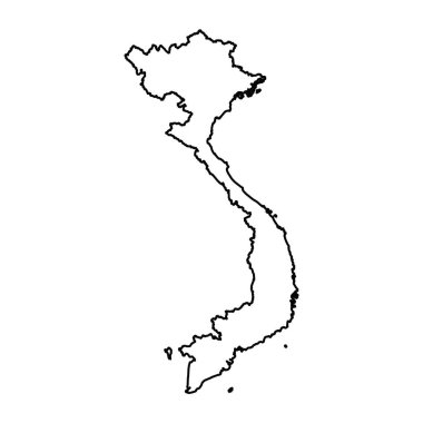 Vietnam Ülkesi Siyah Taslak Çizim Haritası