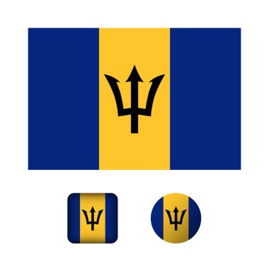 Barbados Bayrak Düz Simge Koleksiyonu