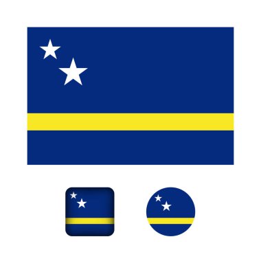 Curacao Flag Düz Simgeler Koleksiyonu