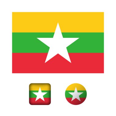 Myanmar Flag Düz Simgeler Koleksiyonu