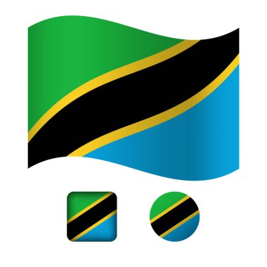 Tanzanya Bayrak Düz Simgeleri Koleksiyonu