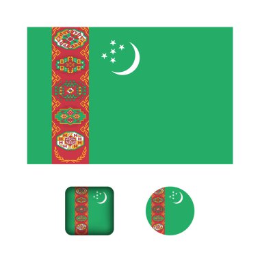 Türkmenistan Bayrak Düz Simgeleri Koleksiyonu