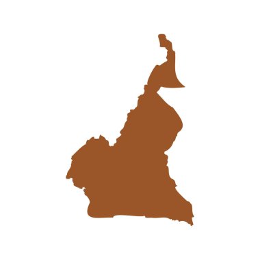 Vektör Kahverengi Kamerun Haritası Beyaz Arkaplanda İzole Edildi