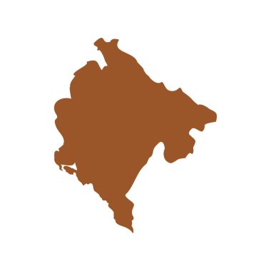 Vektör Kahverengi Karadağ 'ın Beyaz Arkaplanda Haritası İzole Edildi